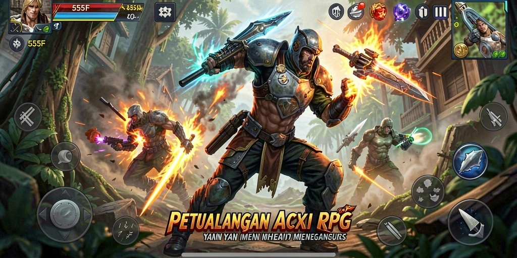 Tampilan gameplay 555F yang mendebarkan dengan pertarungan seru.