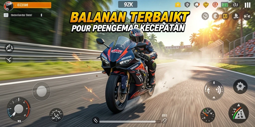 Gameplay 9ZK yang menegangkan di trek balap.