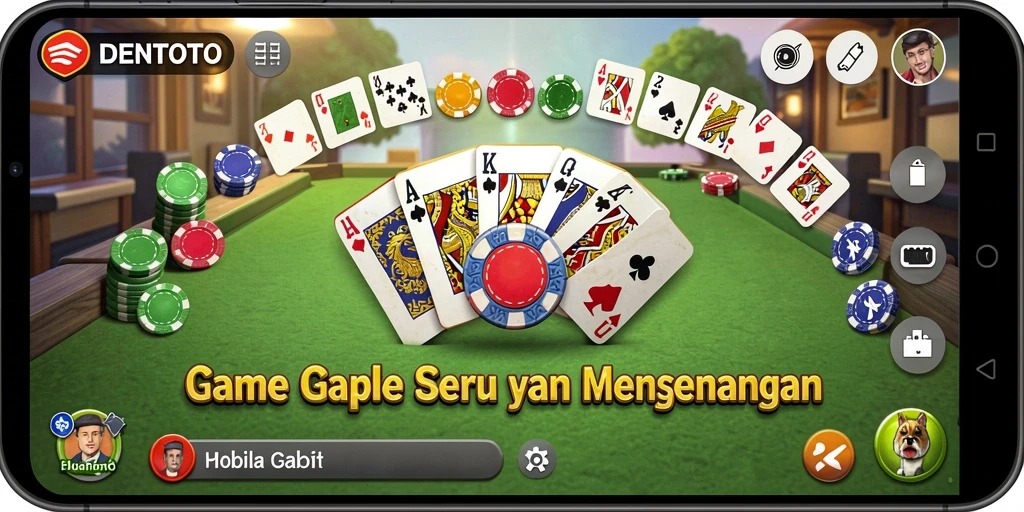 Tangkapan layar DENTOTO menampilkan gameplay Gaple yang seru dan interaktif.