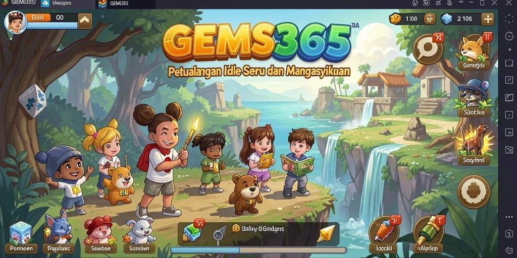 Tampilan menarik dari gameplay GEMS365 yang penuh warna.