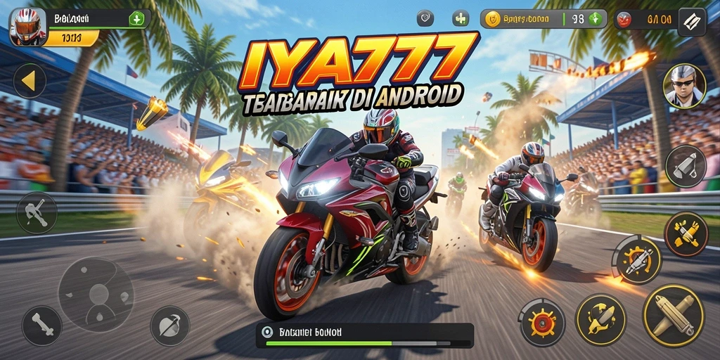 Screenshot menampilkan aksi balapan motor yang seru dan mendebarkan.