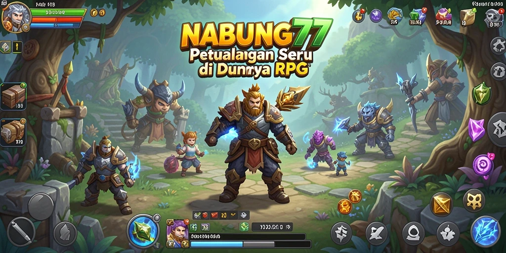 Tampilan utama gameplay NABUNG77 yang menampilkan pertempuran epik dan eksplorasi dunia.