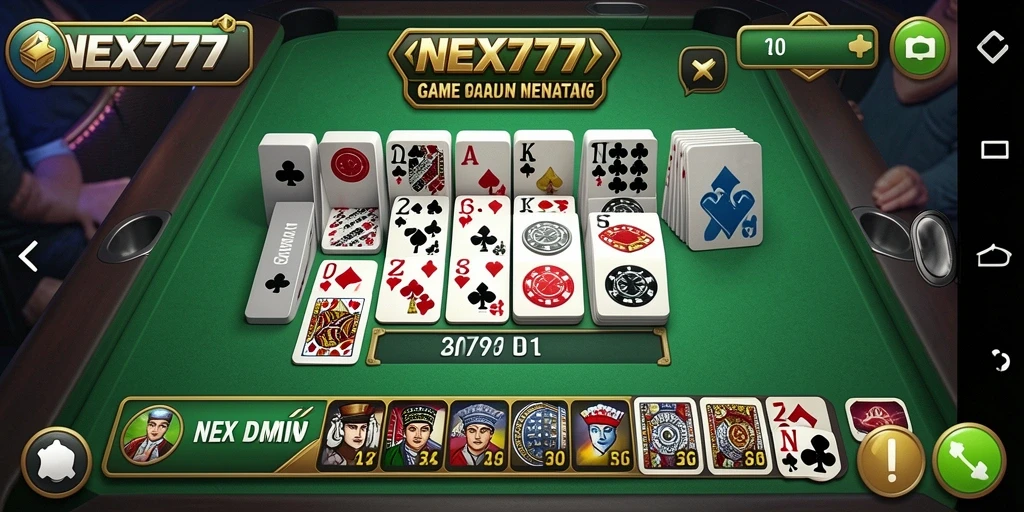 Tampilan gameplay seru dalam NEX777 yang menggambarkan momen penting permainan Domino.