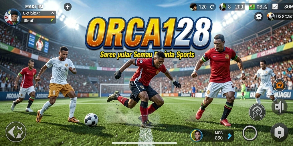 Tampilan gameplay menegangkan di lapangan olahraga ORCA128.