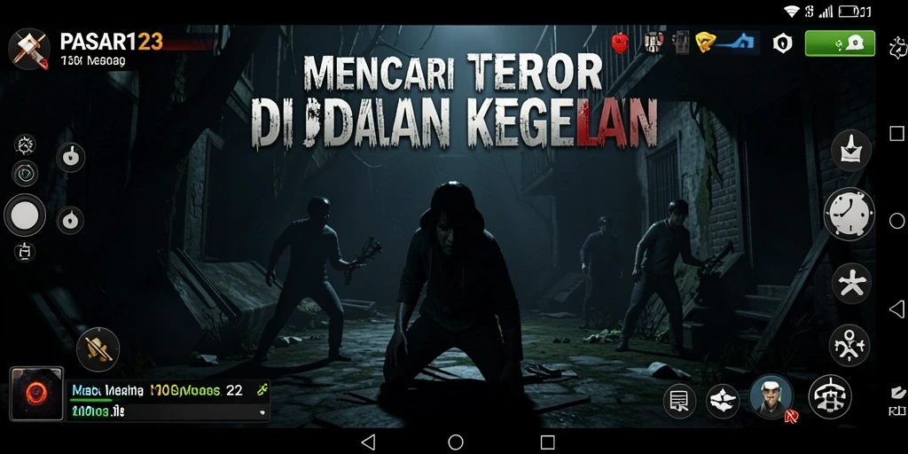 Screenshot PASAR123 menampilkan gameplay yang mencekam dan suasana horror