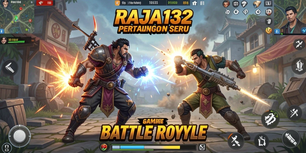 Screenshot RAJA132 menampilkan momen pertempuran mendebarkan dalam Battle Royale.