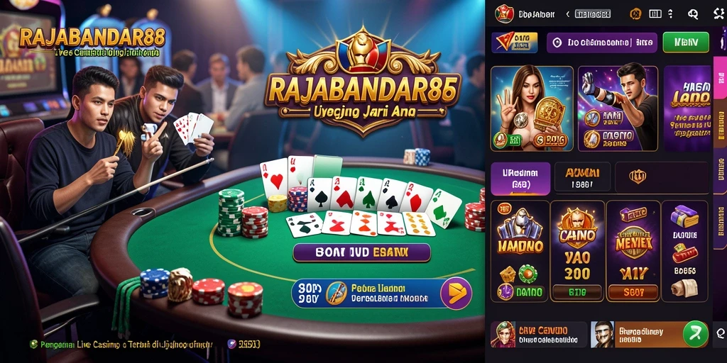 Screenshot gameplay RAJABANDAR88 menampilkan dealer langsung dan suasana kasino.