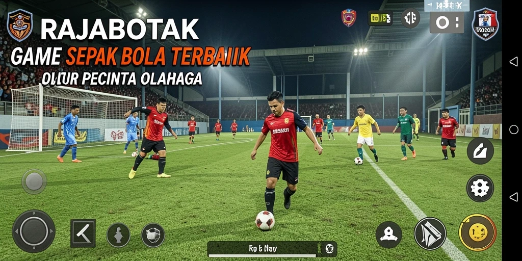 Tampilan permainan <strong>RAJABOTAK</strong> yang seru dan penuh aksi sepak bola.