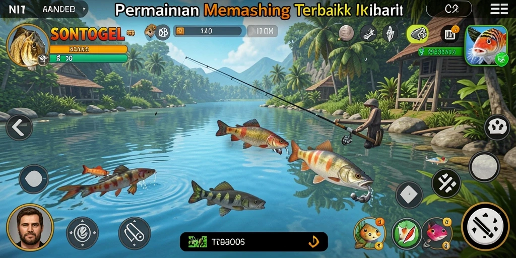 Tampilan gameplay SONTOGEL dengan pengalaman memancing yang realistis.