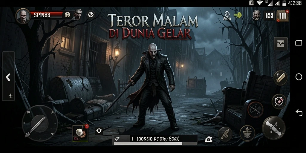 Screenshot utama SPN88 menampilkan momen mencekam saat menjelajah kegelapan.
