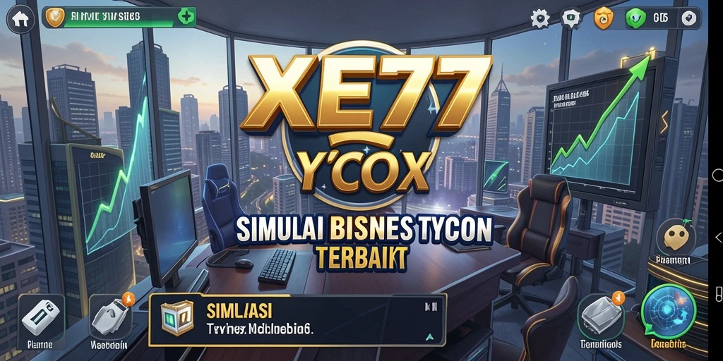 Screenshot utama XE77 menampilkan dinamis gameplay simulasi bisnis Tycoon.